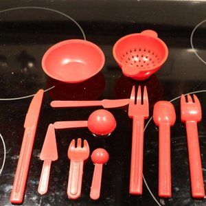 Dolls kitchen accessories made in hong kong plastic toys spoon parts utensils